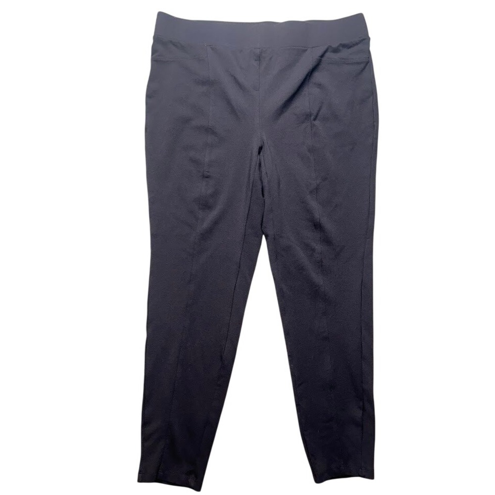 Intro Love The Fit Womens 1X Stretch Pintuck Pull On Tapered Pants Brown